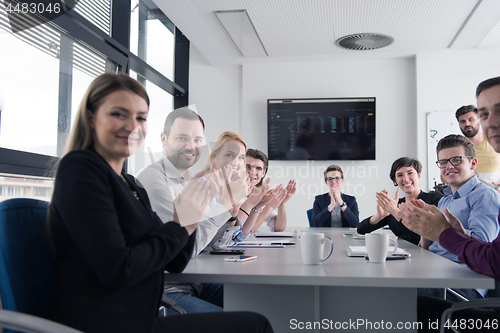 Image of Group of young people meeting in startup office