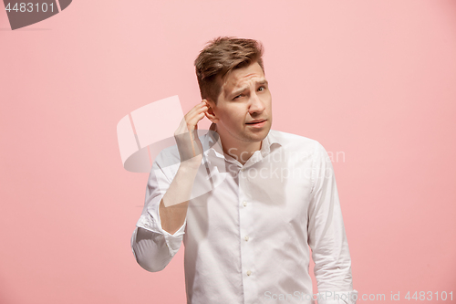 Image of The happy business man standing and young man listening