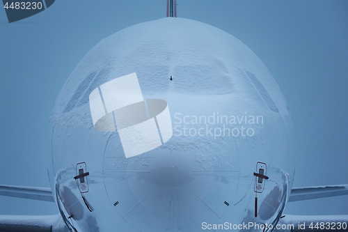 Image of Airplane covered by snow