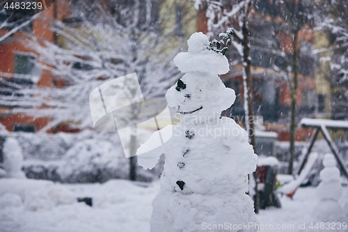 Image of Big snowman in the city