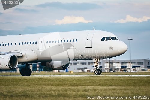 Image of Airplane landing on the runway