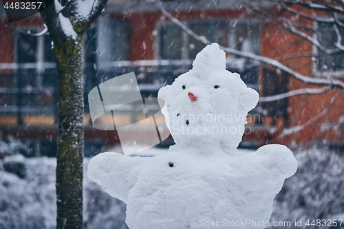 Image of Big snowman in the city