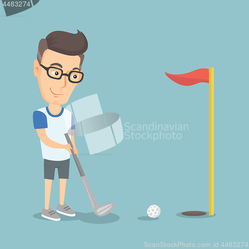 Image of Golfer hitting a ball vector illustration.