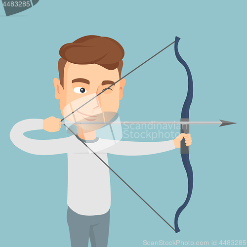 Image of Archer training with a bow vector illustration.