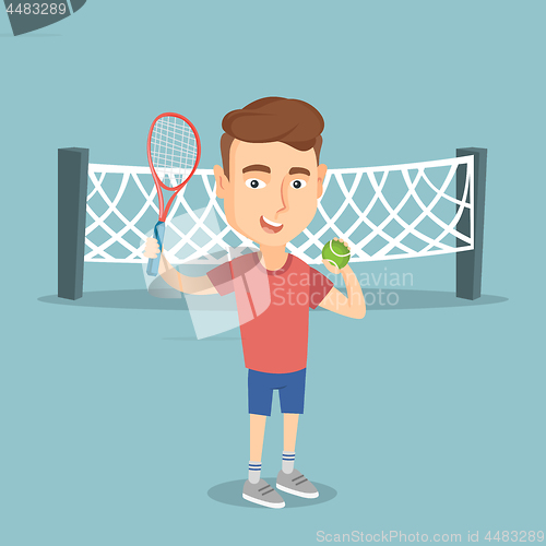 Image of Caucasian tennis player vector illustration.