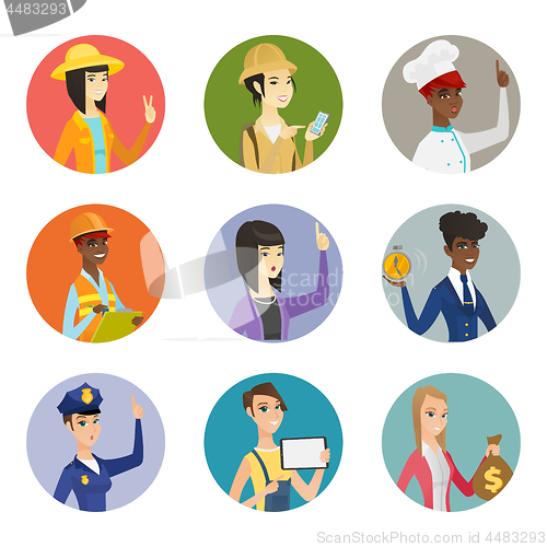 Image of Vector set of characters of different professions.