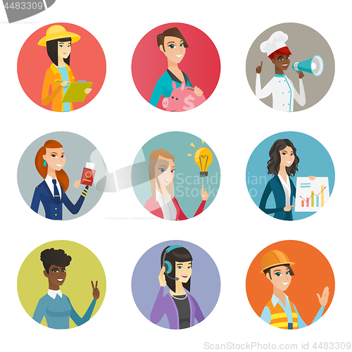 Image of Vector set of characters of different professions.