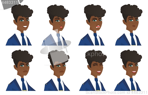 Image of Vector set of stewardess characters.