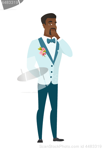 Image of African groom thinking vector illustration.