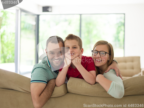 Image of family with little boy enjoys in the modern living room