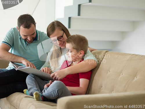 Image of family with little boy enjoys in the modern living room