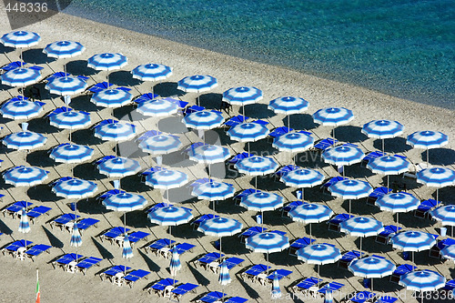 Image of Scilla beach umbrellas from above