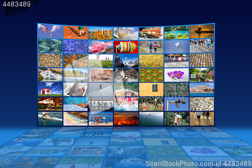 Image of Big multimedia video wall widescreen Web streaming media TV