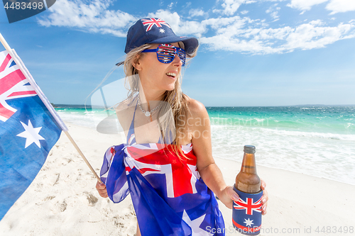 Image of Carefree woman celebrating on Australia Day