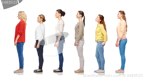 Image of group of happy women standing in line