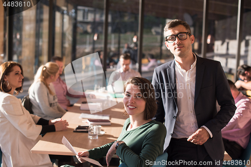 Image of Business Team At A Meeting at modern office building