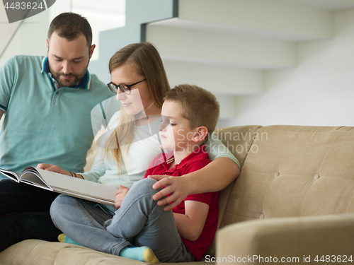 Image of family with little boy enjoys in the modern living room