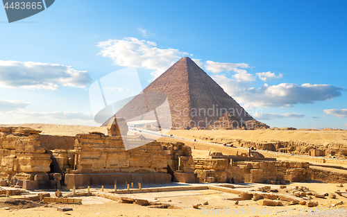 Image of Egyptian pyramid in desert