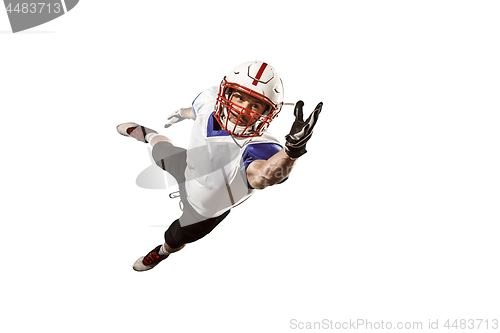 Image of one american football player man studio isolated on white background