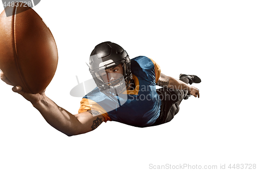 Image of one american football player man studio isolated on white background