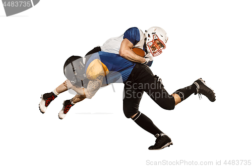 Image of The two american football players studio isolated on white background