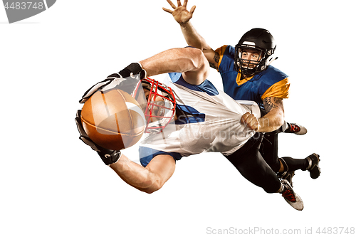 Image of The two american football players studio isolated on white background