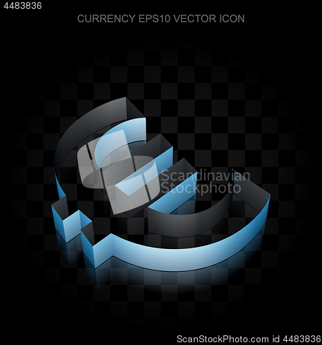 Image of Banking icon: Blue 3d Euro made of paper, transparent shadow, EPS 10 vector.