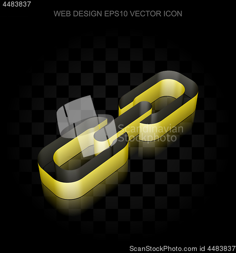 Image of Web design icon: Yellow 3d Link made of paper, transparent shadow, EPS 10 vector.