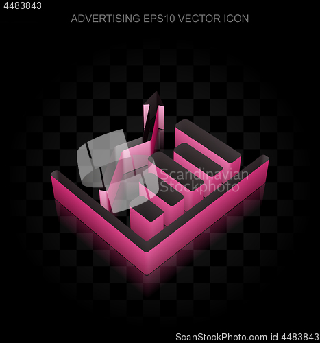Image of Advertising icon: Crimson 3d Growth Graph made of paper, transparent shadow, EPS 10 vector.