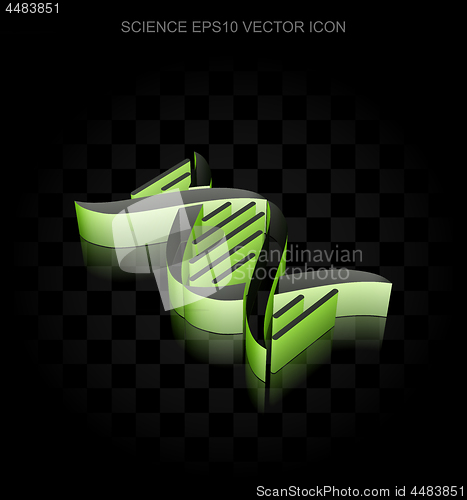 Image of Science icon: Green 3d DNA made of paper, transparent shadow, EPS 10 vector.