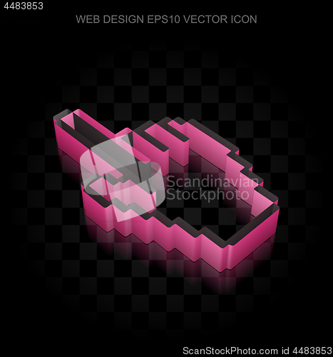 Image of Web development icon: Crimson 3d Mouse Cursor made of paper, transparent shadow, EPS 10 vector.