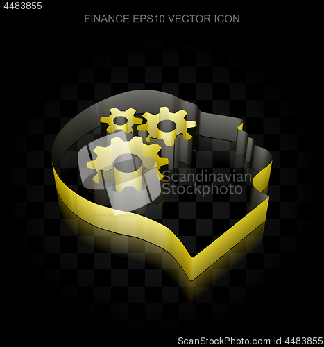 Image of Business icon: Yellow 3d Head With Gears made of paper, transparent shadow, EPS 10 vector.