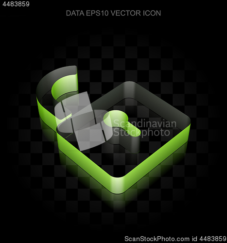 Image of Information icon: Green 3d Opened Padlock made of paper, transparent shadow, EPS 10 vector.