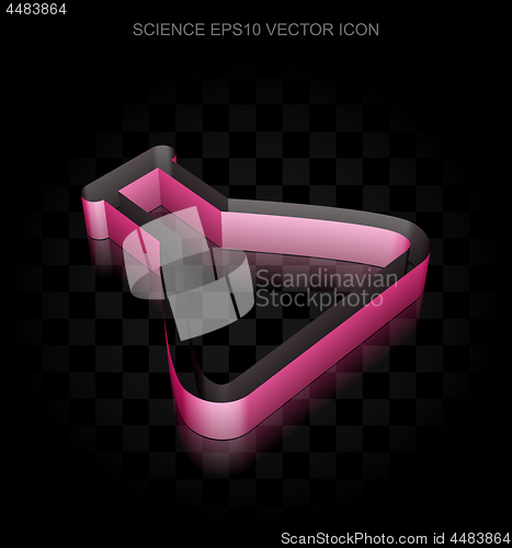 Image of Science icon: Crimson 3d Flask made of paper, transparent shadow, EPS 10 vector.