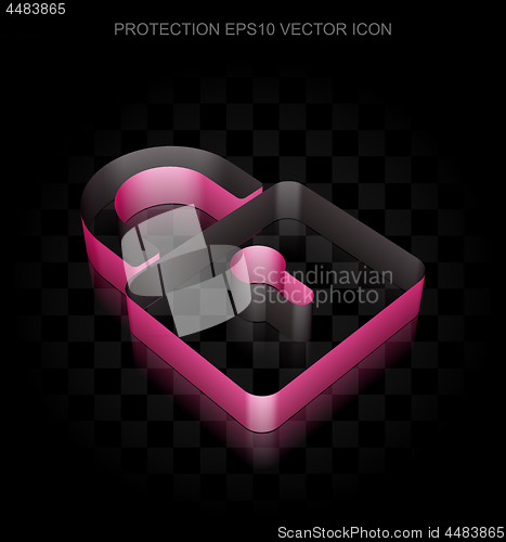 Image of Protection icon: Crimson 3d Closed Padlock made of paper, transparent shadow, EPS 10 vector.