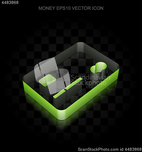 Image of Currency icon: Green 3d Credit Card made of paper, transparent shadow, EPS 10 vector.