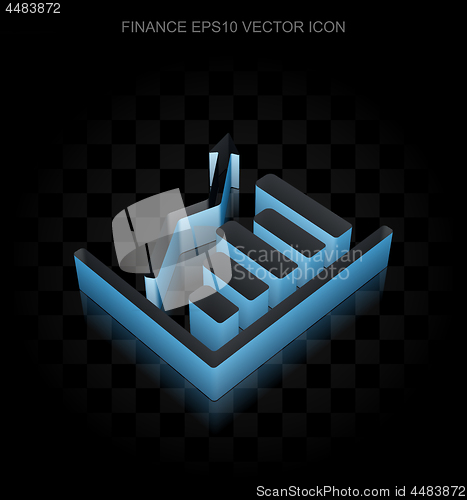Image of Finance icon: Blue 3d Growth Graph made of paper, transparent shadow, EPS 10 vector.