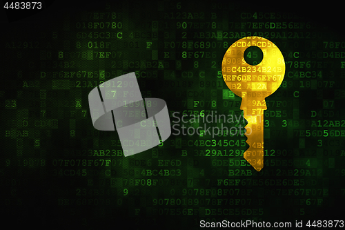 Image of Security concept: Key on digital background