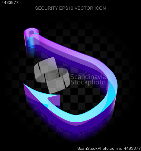 Image of Security icon: 3d neon glowing Fishing Hook made of glass, EPS 10 vector.