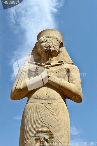 Image of Carved statue of pharaoh Ramses II situated at Karnak Temple 