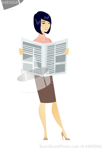 Image of Business woman reading newspaper.