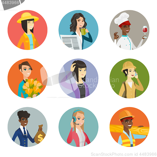 Image of Vector set of characters of different professions.