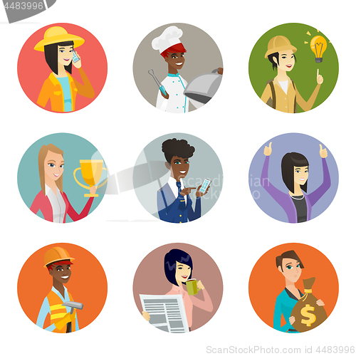 Image of Vector set of characters of different professions.