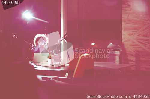 Image of businessman relaxing at the desk