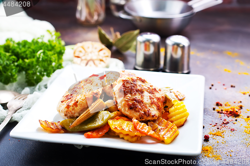 Image of vegetables with cutlets