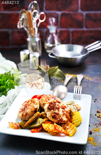 Image of vegetables with cutlets