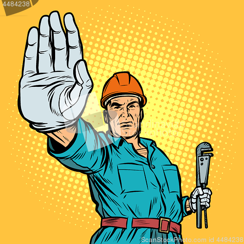 Image of plumber gesture stop