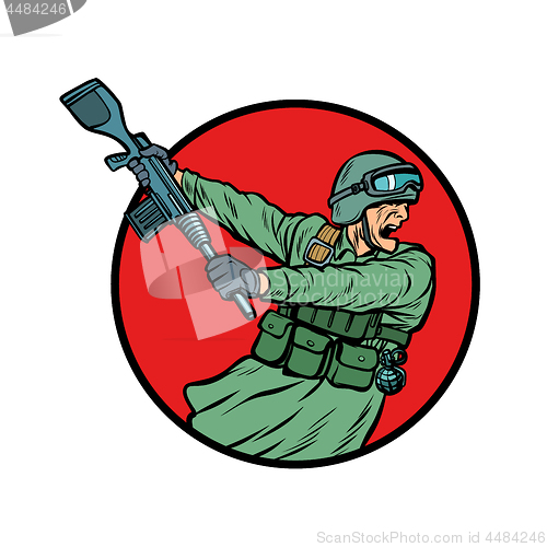 Image of symbol kick the gun butt. soldiers at war