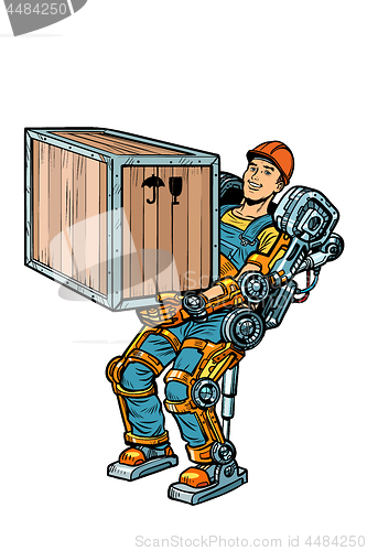 Image of container loader. working in the exoskeleton