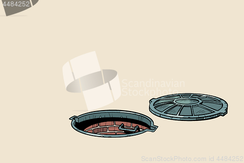 Image of round open sewer manhole